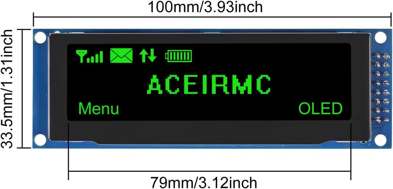 ACEIRMC 2pcs 3.12 inch OLED Display 256x64 OLED LCD Display SSD1322 Module 16pin Parallel SPI Soldering for Arduino (Green) - Image 4